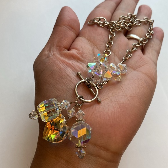 Chunky Sterling & AB Crystal Candy toggle necklace - Picture 8 of 17